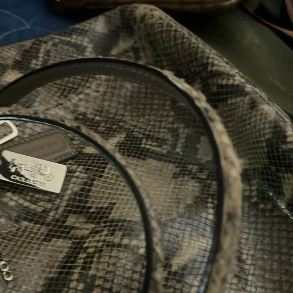 Coach Snake Print Satchel Bag - Black and Tan - Picture 2 of 10